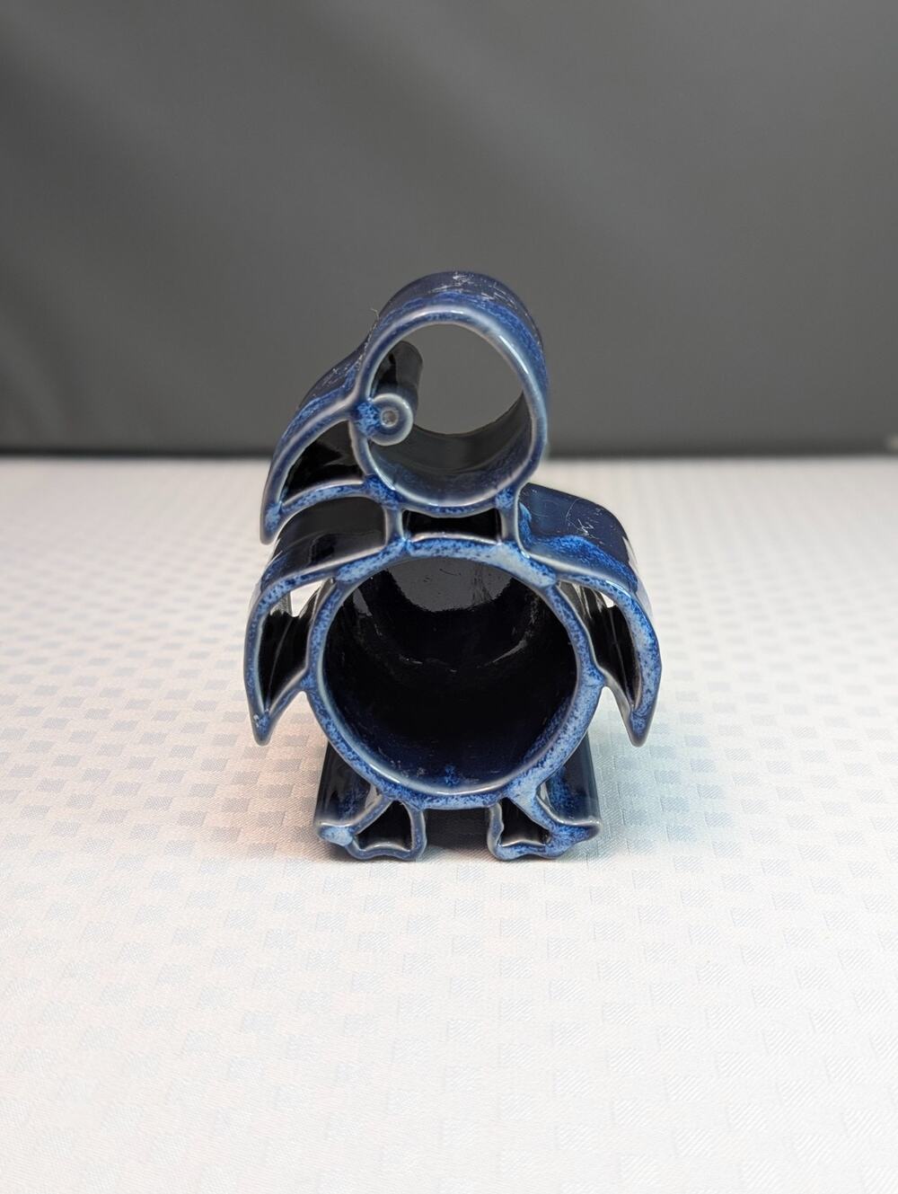 Bay Pottery Penguin Candle Pot Votive Tea Light Holder Blue Drip Glaze VA USA